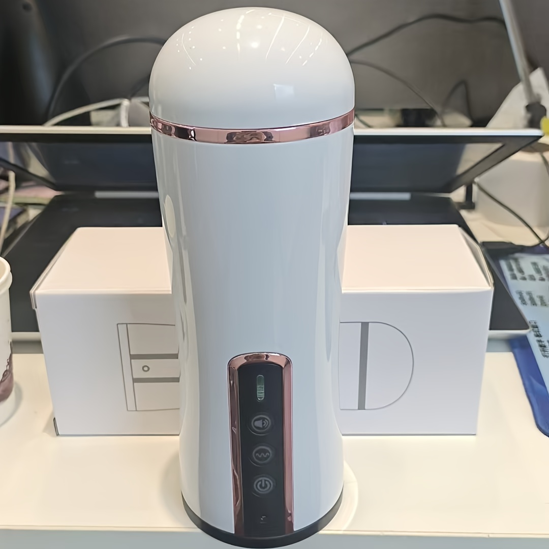Автоматичний чоловічий стимулятор білого кольору з USB-заряджанням та панеллю керування